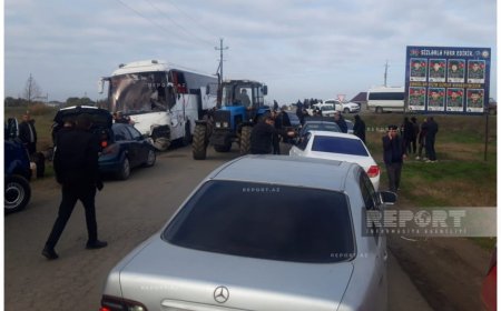 Naxçıvandan gələn avtobus Biləsuvarda "Kamaz"la toqquşub, xəsarət alanlar var