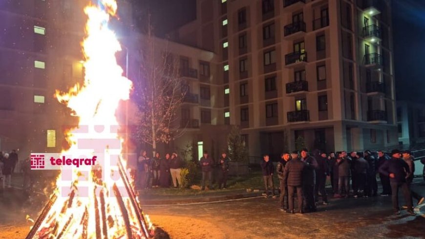 Ağdam şəhərində ilk bayram tonqalı qalandı - FOTO