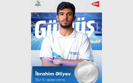 Azərbaycanın parabadmintonçusu İbrahim Əliyev İspaniyada gümüş medal əldə edib