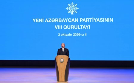 YAP-ın VIII Qurultayı keçirilib, İlham Əliyev çıxış edib